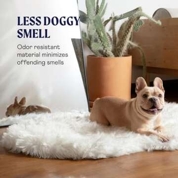 PupRug Orthopedic Dog Bed for Large Dogs with Fluffy Soft Faux Fur and Memory Foam for Joint Pain Relief, Machine Washable and Waterproof Couch Bed, White with Brown Accents, Large/Extra Large