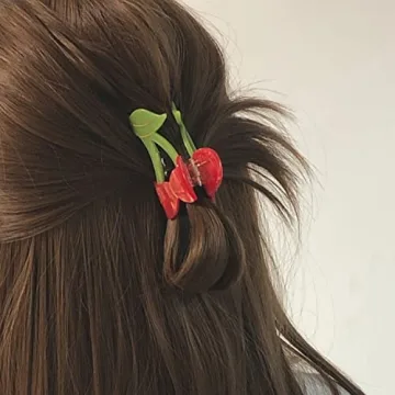 Stylish Cherry Claw Clips for Women - Durable Hair Accessories