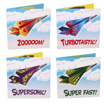 28-Pack Flying Paper Airplanes Valentines Cards for Kids Classroom with Envelopes I Valentines Day Cards for Kids School | Party Favor Bulk Toys, Classroom Toy | Origami Paper Airplane Kit