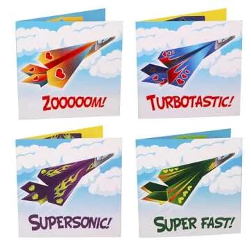 Unique 28-Pack Flying Paper Airplane Valentines Cards Set