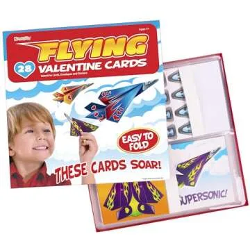 Unique 28-Pack Flying Paper Airplane Valentines Cards Set