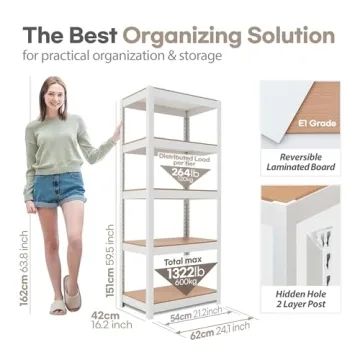 HOMEDANT 5 Tier Adjustable Heavy Duty Shelving Unit