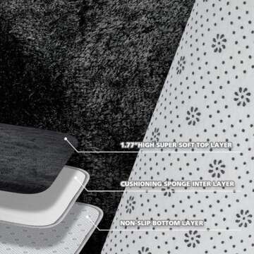 Luxury Fluffy Rug for Living Room, 5x7 Soft Thick Large Area Rug for Bedroom, Shaggy Throw Plush Fuzzy Rug for Dorm, Anti-Skid Indoor Carpet Nursery Rugs for Kids Room Home Decor, Black