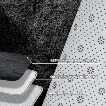 Luxury Fluffy Rug for Living Room, 5x7 Soft Thick Large Area Rug for Bedroom, Shaggy Throw Plush Fuzzy Rug for Dorm, Anti-Skid Indoor Carpet Nursery Rugs for Kids Room Home Decor, Black