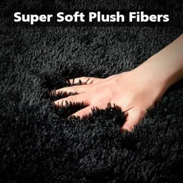 Luxury Fluffy Rug for Living Room, 5x7 Soft Thick Large Area Rug for Bedroom, Shaggy Throw Plush Fuzzy Rug for Dorm, Anti-Skid Indoor Carpet Nursery Rugs for Kids Room Home Decor, Black