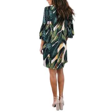 BELONGSCI Women's 2023 Summer Dress Sweet & Cute V-Neck Bell Sleeve Shift Dress Mini Dress, Perfect for Wedding or Graduation