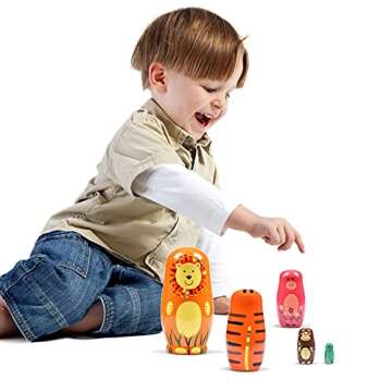 HYSIGUAN Animal Russian Nesting Dolls Wooden Gift Boxes Birthday Gifts Handmade Painted Matryoshka N...