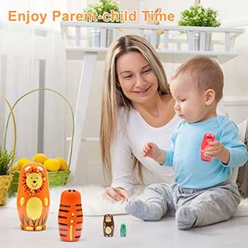 HYSIGUAN Animal Russian Nesting Dolls Wooden Gift Boxes Birthday Gifts Handmade Painted Matryoshka Nesting Dolls Wedding Decorations Party Decorations Room Decorations (Orange Bear)