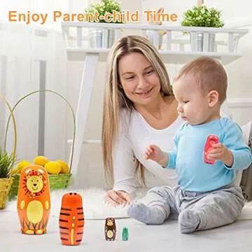 HYSIGUAN Animal Russian Nesting Dolls Wooden Gift Boxes Birthday Gifts Handmade Painted Matryoshka Nesting Dolls Wedding Decorations Party Decorations Room Decorations (Orange Bear)