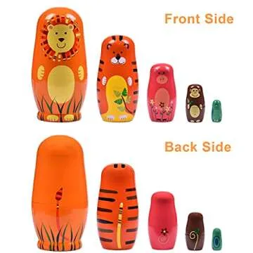 HYSIGUAN Animal Russian Nesting Dolls Wooden Gift Boxes Birthday Gifts Handmade Painted Matryoshka Nesting Dolls Wedding Decorations Party Decorations Room Decorations (Orange Bear)
