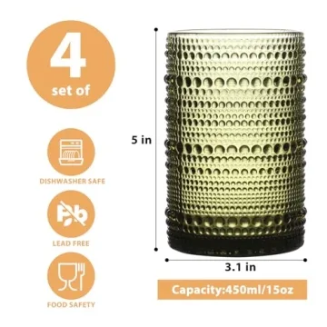 WeirdUncle Vintage Hobnail Drinking Glasses Set of 4