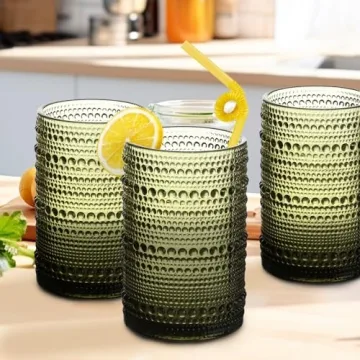 WeirdUncle Vintage Hobnail Drinking Glasses Set of 4