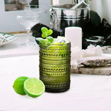 WeirdUncle Vintage Hobnail Drinking Glasses Set of 4