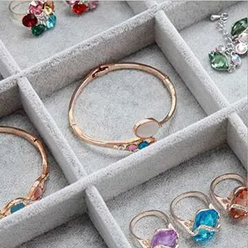 STYLIFING 12 Grids Velvet Jewelry Display Case for Women