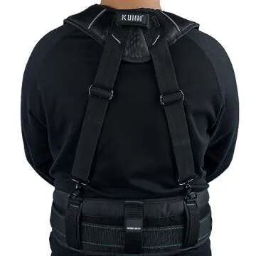 KUNN Tool Belt Suspenders Padded Carpenter Construction Electrician Work Suspender with Attachment Loops for Men,Black