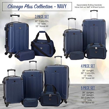 Travelers Club Chicago 3-Piece Luggage Set - Navy Blue