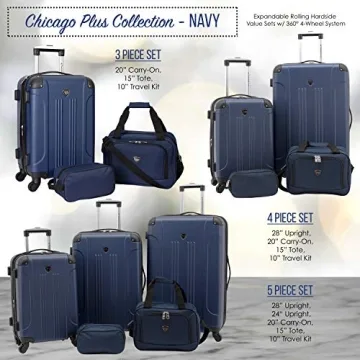 Travelers Club Chicago 3-Piece Luggage Set - Navy Blue