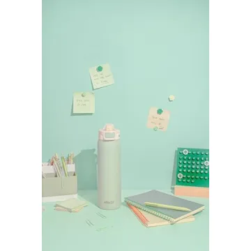 Ello Pop & Fill 32oz Stainless Steel Water Bottle with Quick Fill Technology, Double Walled and Vacuum Insulated Metal, Leak Proof Locking Lid, Sip and Chug, Reusable, BPA Free, Pistachio