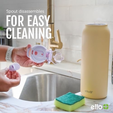 Ello Pop & Fill 32oz Stainless Steel Water Bottle with Quick Fill Technology, Double Walled and Vacuum Insulated Metal, Leak Proof Locking Lid, Sip and Chug, Reusable, BPA Free, Pistachio
