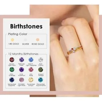 Trendy Non Tarnish Birthstone Rings for Women