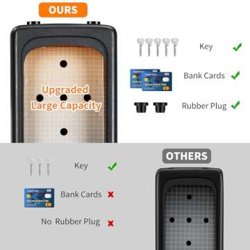 Portable Key Lock Box, Upgrade Clearly Visible Numbers, Lock Box Wall Mounted for House Key, 5 Key Capacity, Weatherproof Resettable Code (1 Pack, Gray)