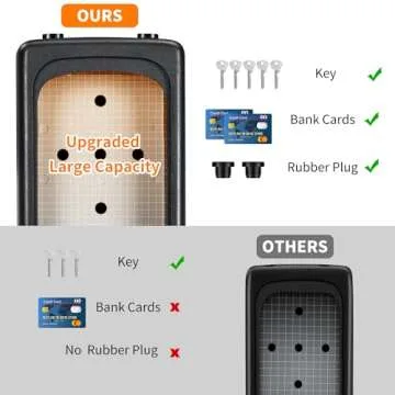 Portable Key Lock Box, Upgrade Clearly Visible Numbers, Lock Box Wall Mounted for House Key, 5 Key Capacity, Weatherproof Resettable Code (1 Pack, Gray)