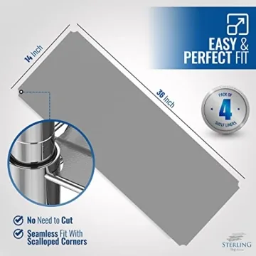 Shelf Liners for Wire Shelf System - Set of 4 in Graphite - 14 x 36 inch - Plastic Wire Shelving Shelf Mats