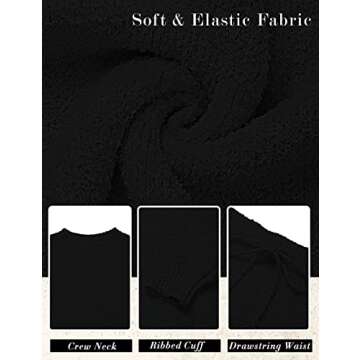 YORGOS Women's Fuzzy Fleece Solid Loungewear Sets 2 Piece Soft Pajamas Sweater Top Shorts Set Outfits, SolidBlack, Small