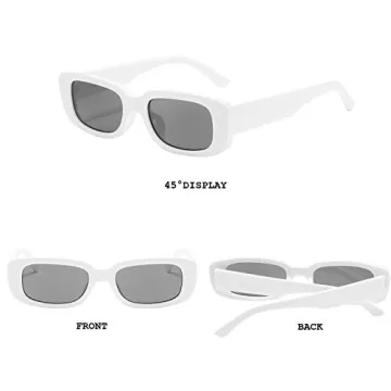 BUTABY Rectangle Sunglasses for Women Retro Driving Glasses 90’s Vintage Fashion Narrow Square Frame UV400 Protection Black & White