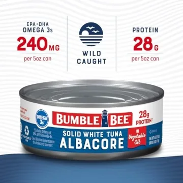 Bumble Bee Solid White Albacore Tuna in Oil, 5 oz Can - Wild Caught Tuna - 28g Protein per Serving, High in Omega-3s - Non-GMO Project Verified, Gluten Free, Kosher