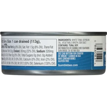 Bumble Bee Solid White Albacore Tuna in Oil, 5 oz Can - Wild Caught Tuna - 28g Protein per Serving, High in Omega-3s - Non-GMO Project Verified, Gluten Free, Kosher
