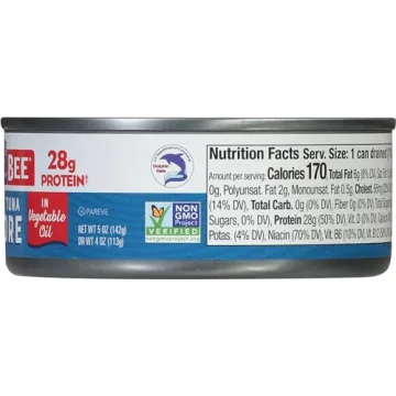 Bumble Bee Solid White Albacore Tuna in Oil, 5 oz Can - Wild Caught Tuna - 28g Protein per Serving, High in Omega-3s - Non-GMO Project Verified, Gluten Free, Kosher