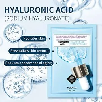 Face Mask Skin Care Hydrating Anti Aging Facial Mask Hyaluronic Acid Sheet Pack Deep Moisturizing Hydration Facemask Sheets for Women SkinCare Beauty Smoothing Rejuvenating Growing Gifts10 Sheets