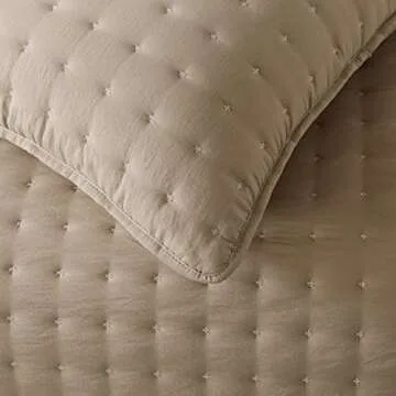 WDCOZY Beige Twin Quilt Set with Pillow Sham for All Seasons