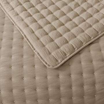 WDCOZY Beige Twin Quilt Set with Pillow Sham for All Seasons