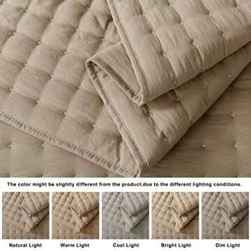 WDCOZY Beige Twin Quilt Set with Pillow Sham for All Seasons