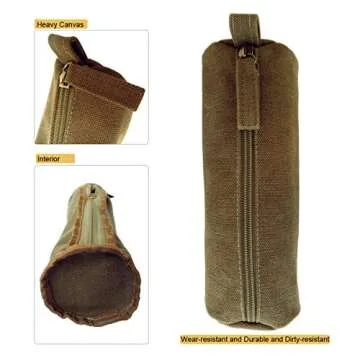 Durable Enyuwlcm Canvas Pencil Case - Khaki, Compact Storage