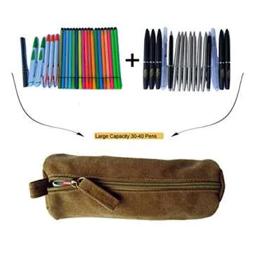 Durable Enyuwlcm Canvas Pencil Case - Khaki, Compact Storage