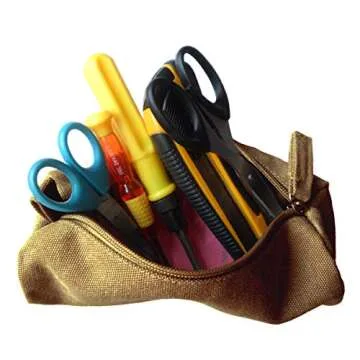 Durable Enyuwlcm Canvas Pencil Case - Khaki, Compact Storage