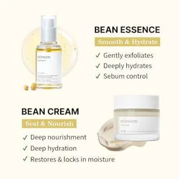 mixsoon Bean Essence & Bean cream set - Deep Moisture, Pore & Sebum Care for Dull, Textuerd Skin, Bean Collection Special Set (1.69 fl oz / 50ml +1.69 fl oz / 50ml)