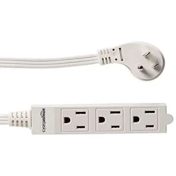 Amazon Basics Rectangular Indoor Extension Cord Power Strip - 6-Foot, 3-Prong ,Flat Plug, Grounded - 13 Amps, 1625 Watts, 125 VAC - 2-Pack, White