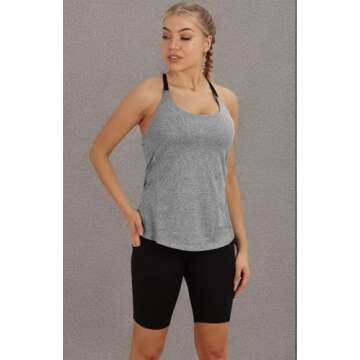 icyzone Workout Tank Tops Built in Bra - Women's Strappy Athletic Yoga Tops, Running Exercise Gym Sh...