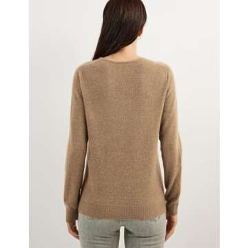 Chanyarn 100% Pure Cashmere Women's Sweater V-Neck Long Sleeve 2024 Fall Winter Warm Soft Knit Pullover (Tan,M)