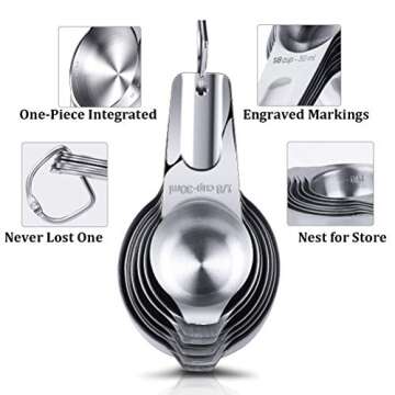 Measuring Cups Stainless Steel 7 Piece Stackable Set for Dry or Liquid Ingredients Measurement - Kitchen Gadgets & Utensils Metal Measuring Cups Best for Cooking & Baking
