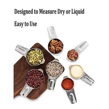 Measuring Cups Stainless Steel 7 Piece Stackable Set for Dry or Liquid Ingredients Measurement - Kitchen Gadgets & Utensils Metal Measuring Cups Best for Cooking & Baking