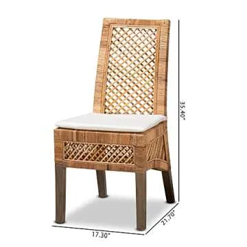 Bali & Pari Argos Modern Bohemian Natural Rattan 2-Piece Dining Chair Set
