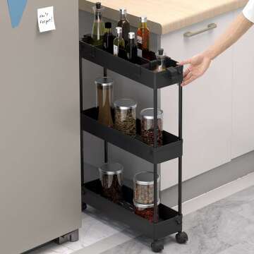 Slim 3 Tier Rolling Storage Cart for Home Use
