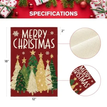 AVOIN Merry Christmas Garden Flag 12x18 Outdoor Decor