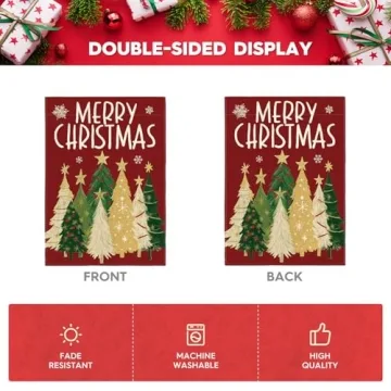 AVOIN Merry Christmas Garden Flag 12x18 Outdoor Decor