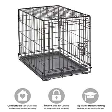 New World Newly Enhanced Single Door New World Dog Crate, Includes Leak-Proof Pan, Floor Protecting Feet, & New Patented Features, 24 Inch
